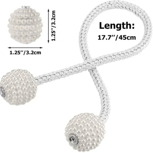 Set of 4 magnetic curtain tiebacks - Pearl Design - Picture 6 of 7